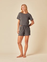 Grey Ribbed Pyjama Set