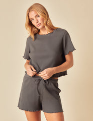 Grey Ribbed Pyjama Set