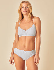 Blue Pointelle Bralette Set
