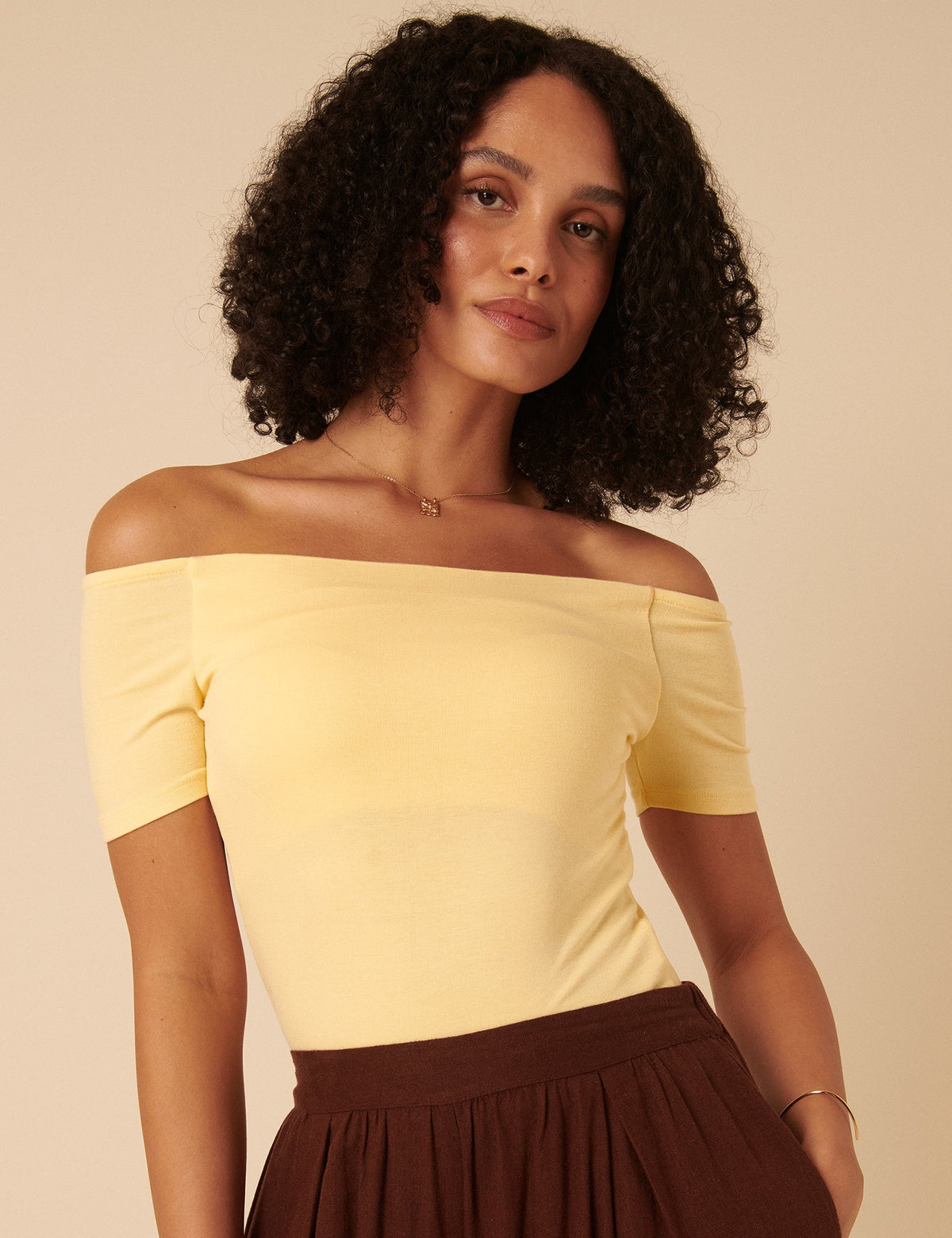 Butter Yellow Bardot Top