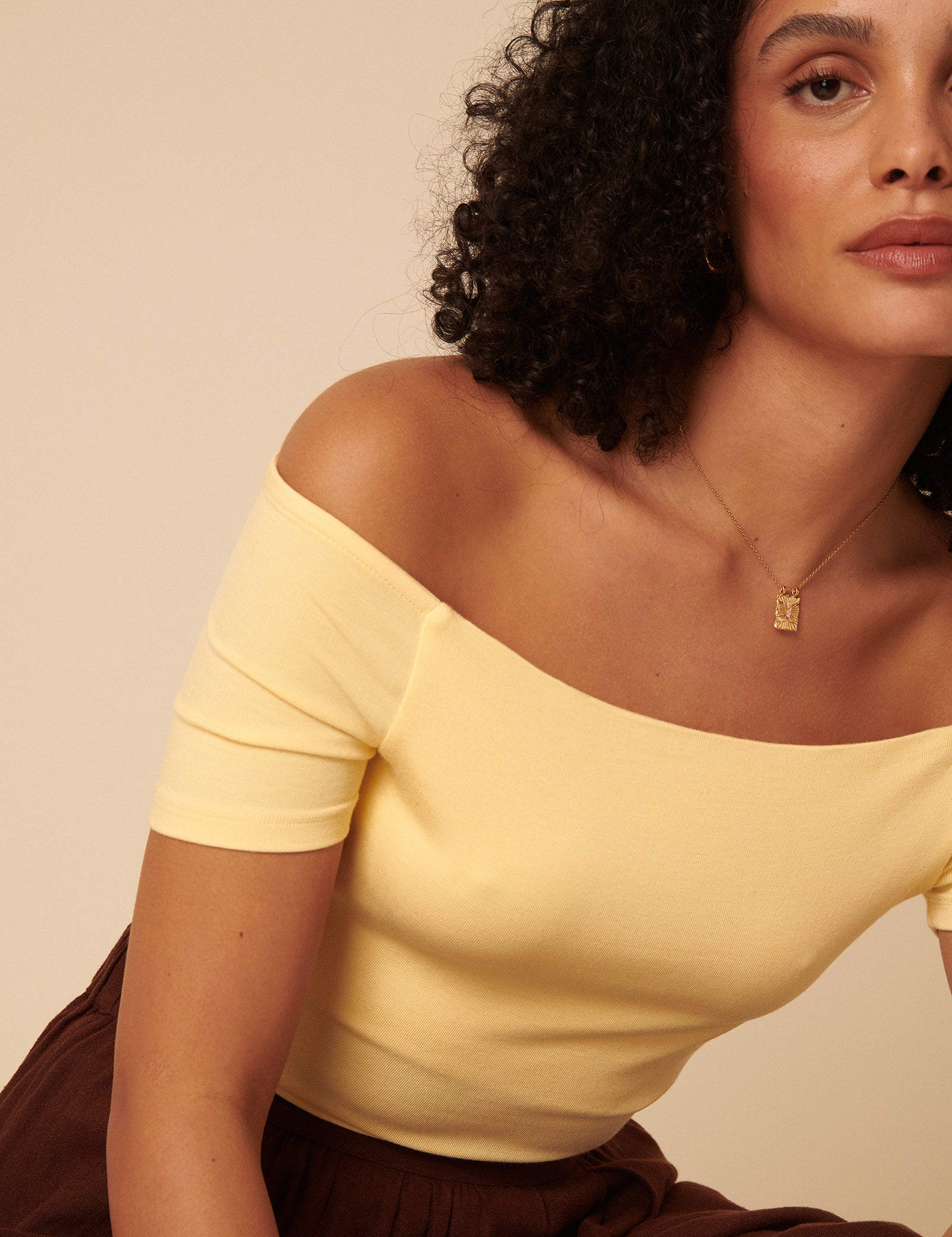 Butter Yellow Bardot Top