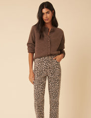 Leopard Print Mid Rise Camden Tapered Jeans