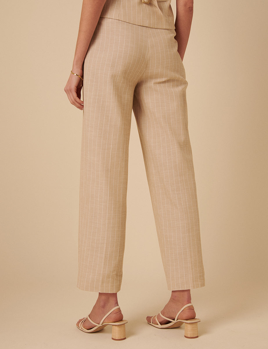 Cream Pinstripe Tailored Trousers