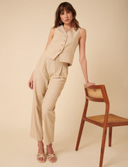 Cream Pinstripe Tailored Trousers