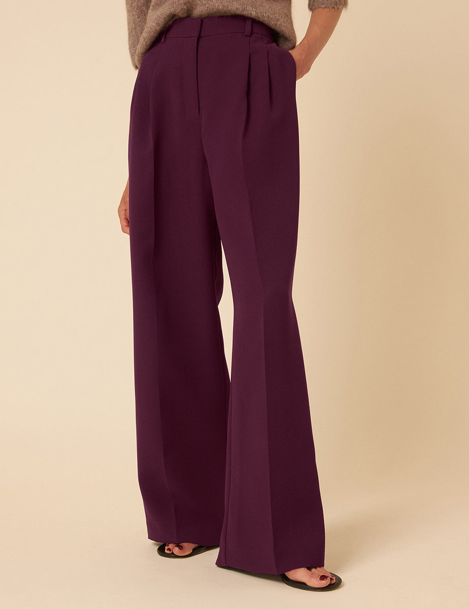 Deep Purple Jax Pleated Tailored Trousers