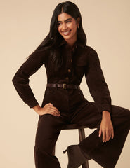 Brown Cord Jumpsuit