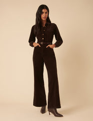 Brown Cord Jumpsuit