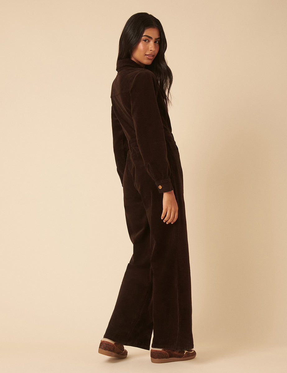 Brown Cord Jumpsuit