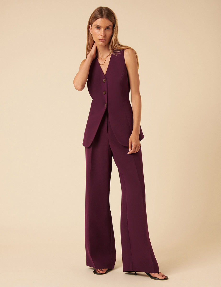 Deep Purple Tailored Longline Waistcoat