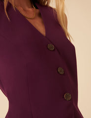 Deep Purple Tailored Longline Waistcoat