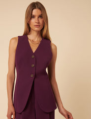 Deep Purple Tailored Longline Waistcoat