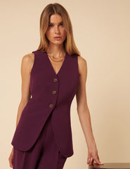 Deep Purple Tailored Longline Waistcoat