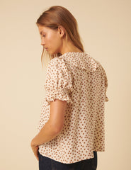 Cream Ditsy Floral Puff Sleeve Blouse