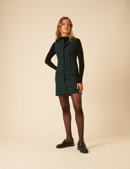Green Check Ellie Pinafore Mini Dress