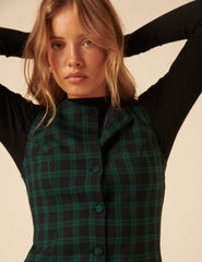 Green Check Ellie Pinafore Mini Dress