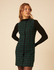 Green Check Ellie Pinafore Mini Dress