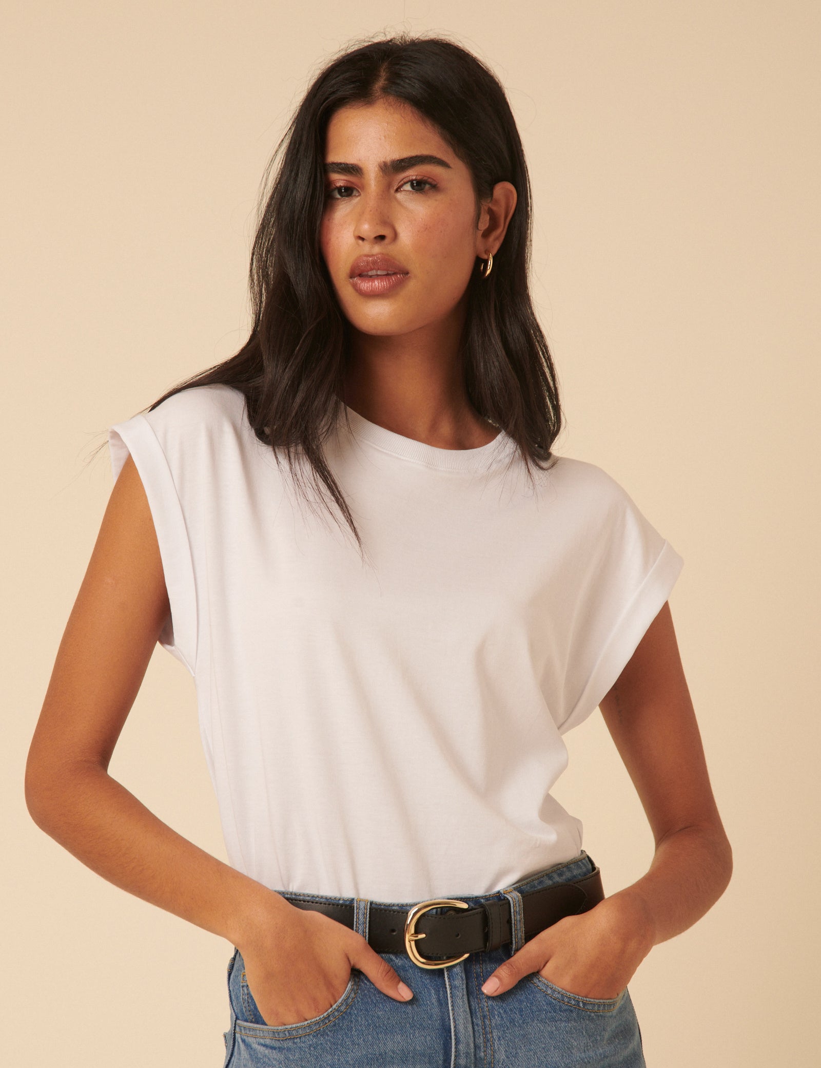 White Cap Sleeve T-Shirt