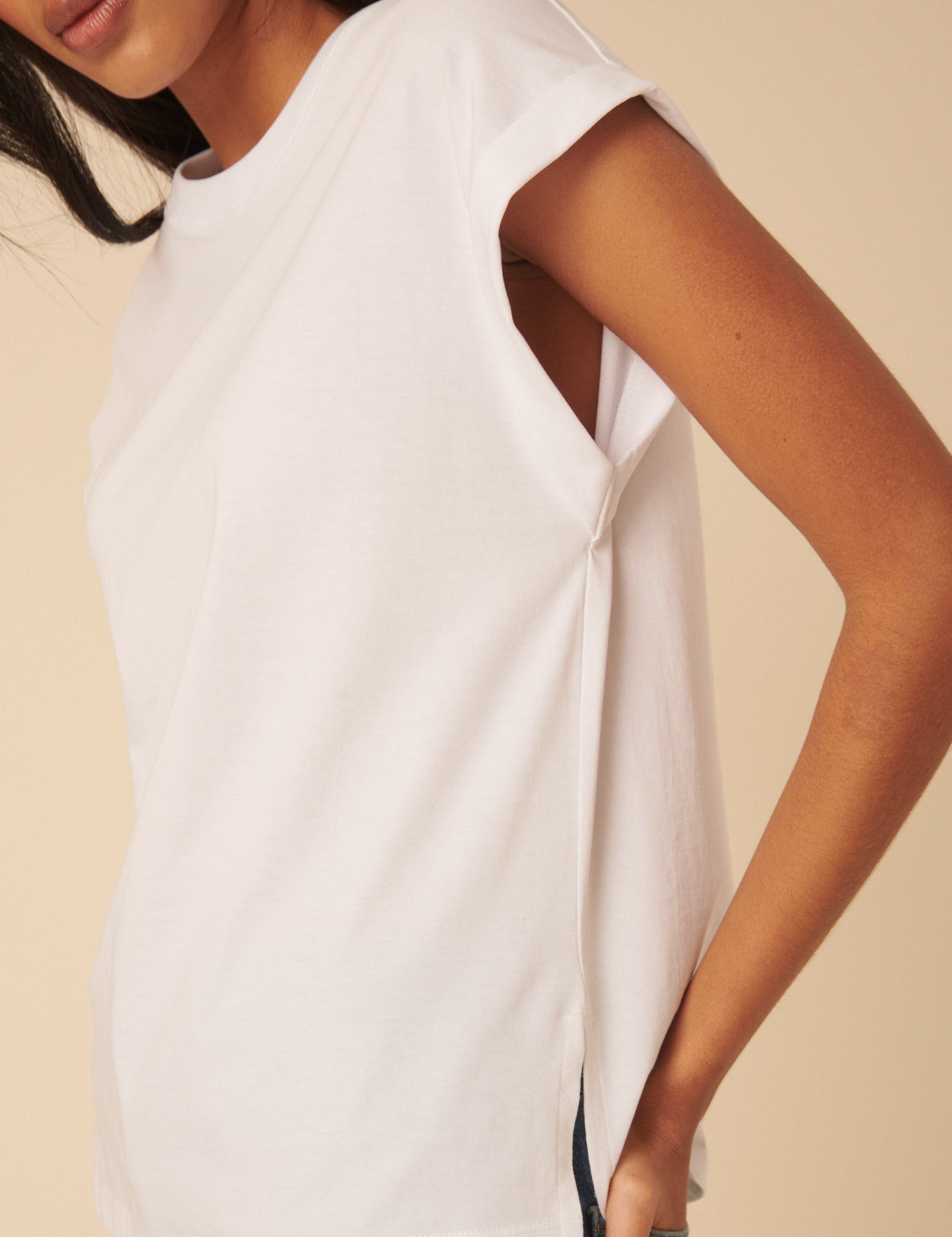 White Cap Sleeve T-Shirt