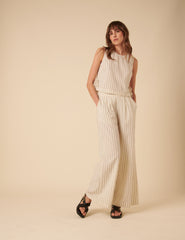 Cream Pinstripe Swing Top