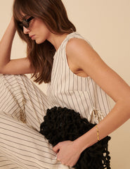 Cream Pinstripe Swing Top