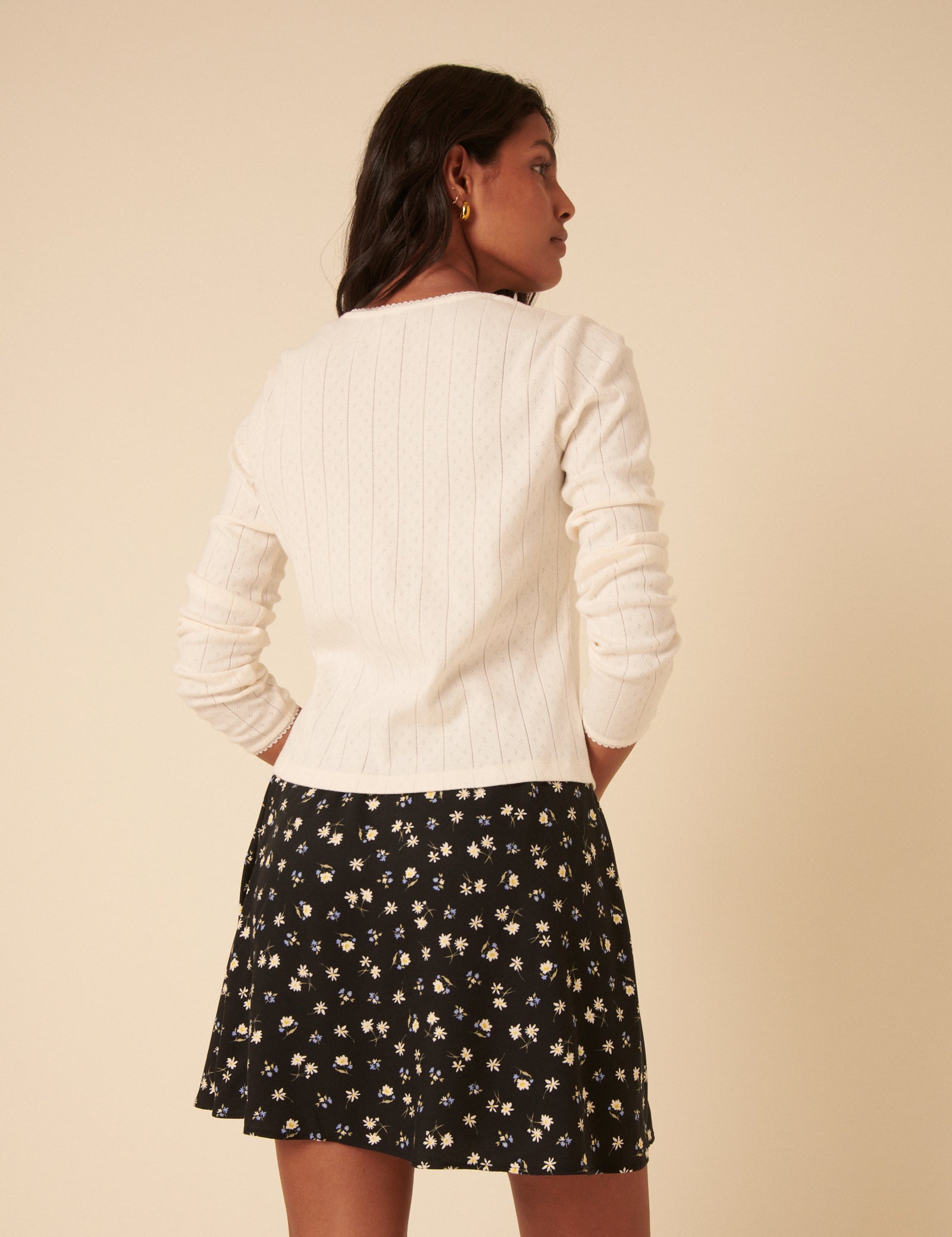 Black Ditsy Floral Mini Skirt