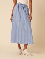 Blue Pinstripe Naples Midi Skirt