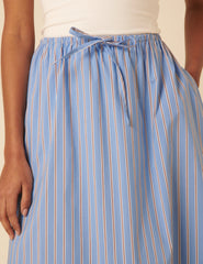 Blue Pinstripe Naples Midi Skirt