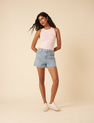 Baby Pink Ribbed Racer Vest