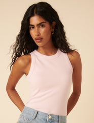 Baby Pink Ribbed Racer Vest