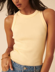 Butter Yellow Ribbed Racer Vest