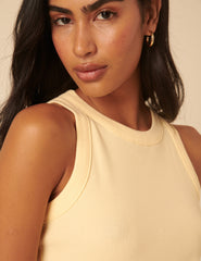 Butter Yellow Ribbed Racer Vest
