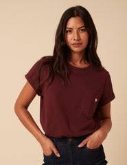 Burgundy Heart Embroidered T-Shirt