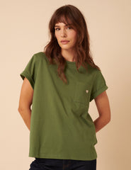 Green Heart Embroidered T-Shirt