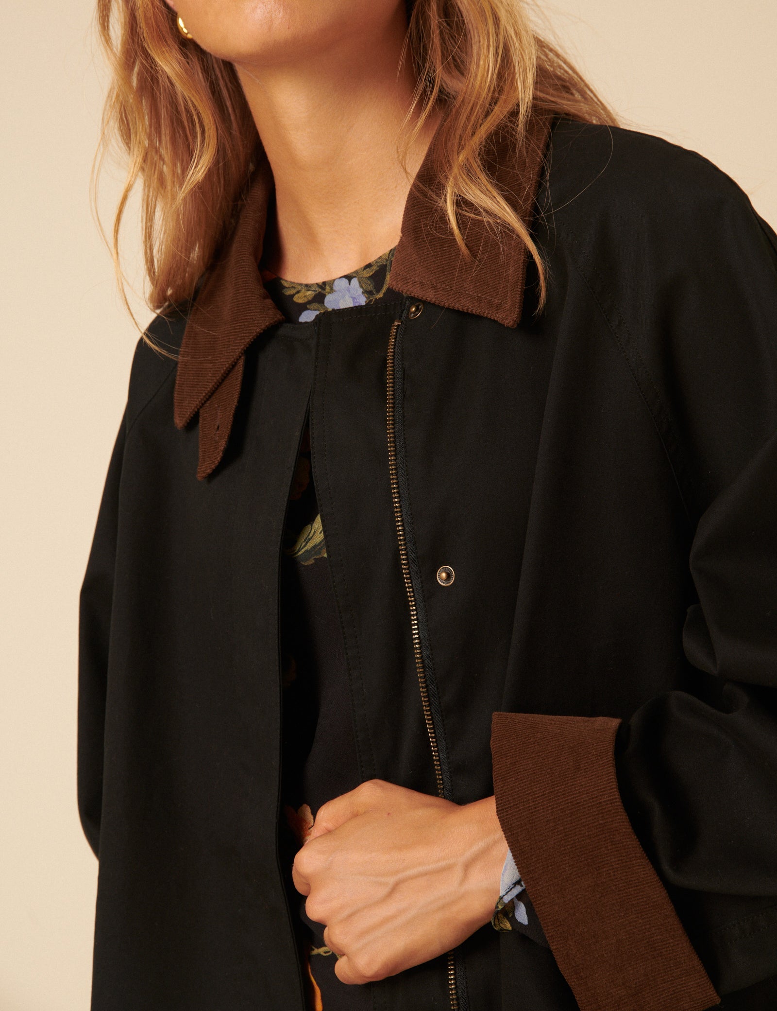 Dark Navy Cord Detail Barn Jacket