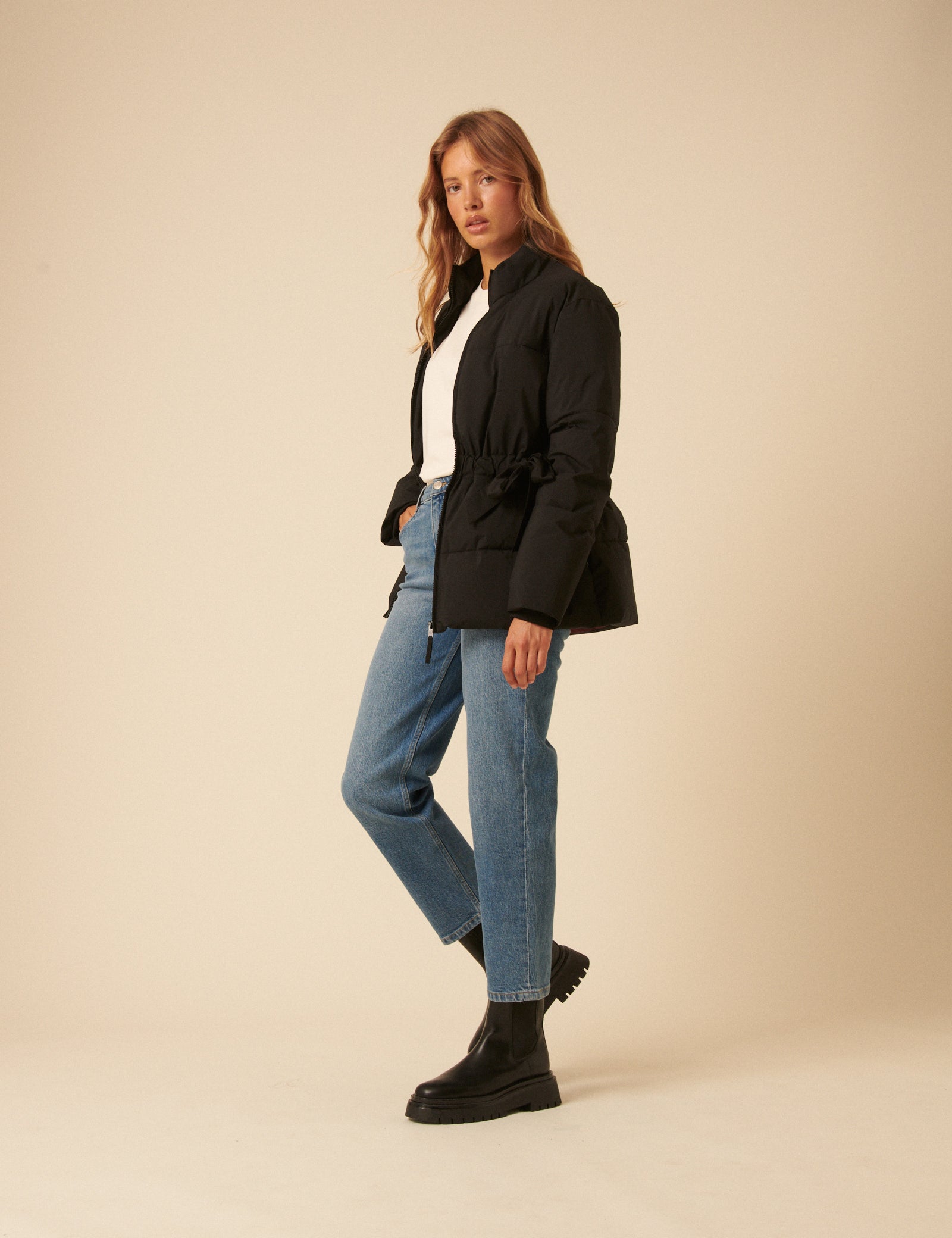 Black Bow Puffer Jacket