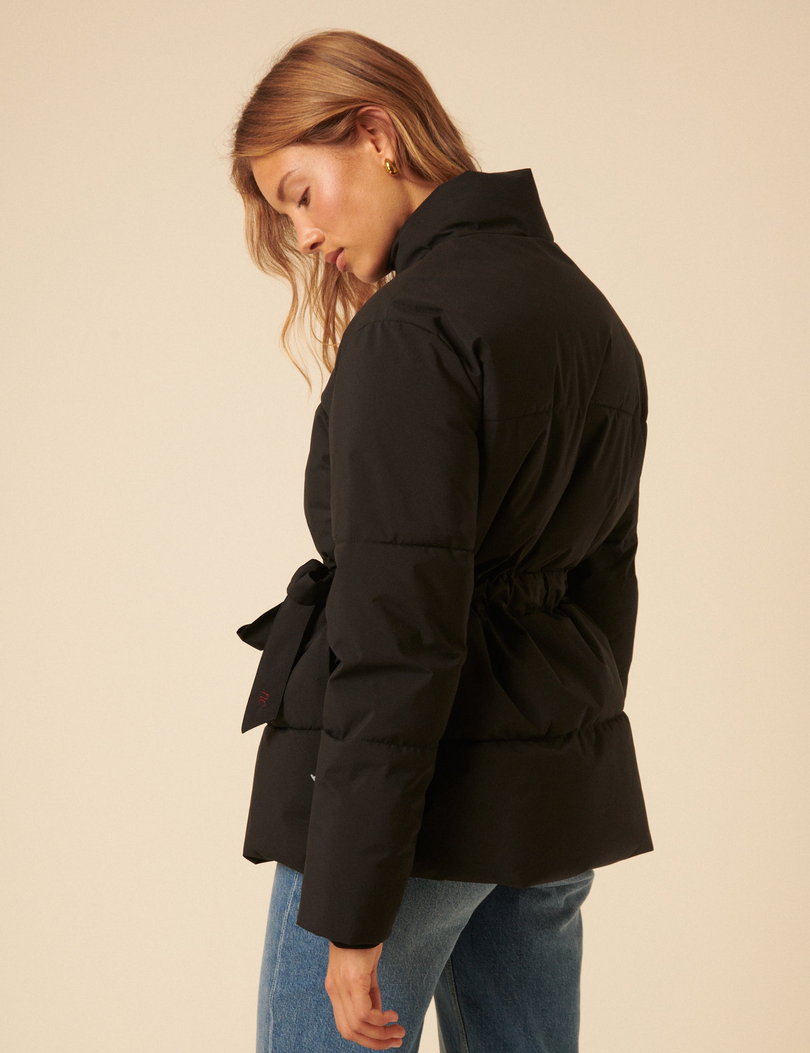 Black Bow Puffer Jacket