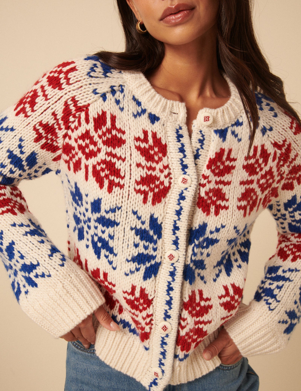 Cream Fair Isle Chunky Knitted Cardigan