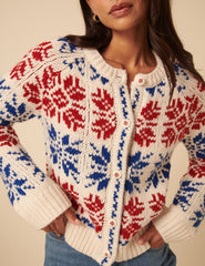 Cream Fair Isle Chunky Knitted Cardigan