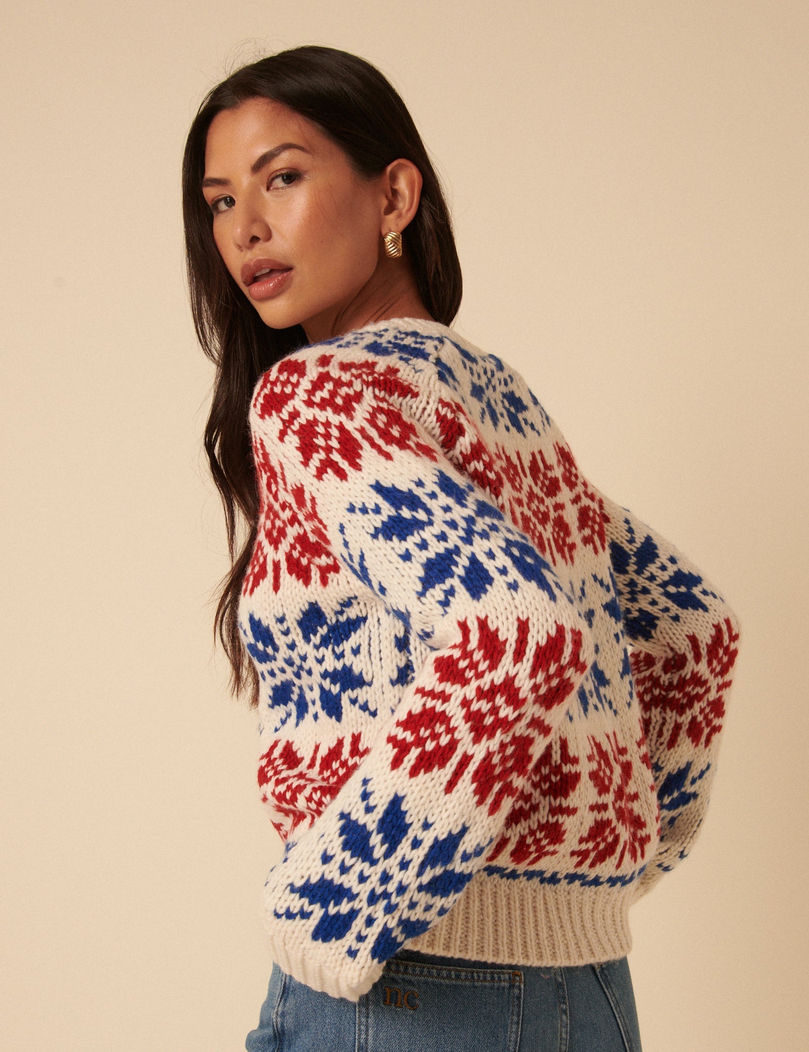 Cream Fair Isle Chunky Knitted Cardigan