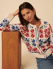 Cream Fair Isle Chunky Knitted Cardigan