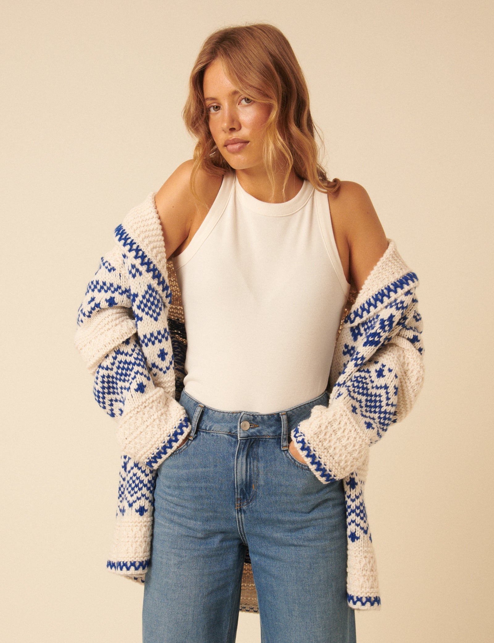 Cream Fair Isle Chunky Cardigan