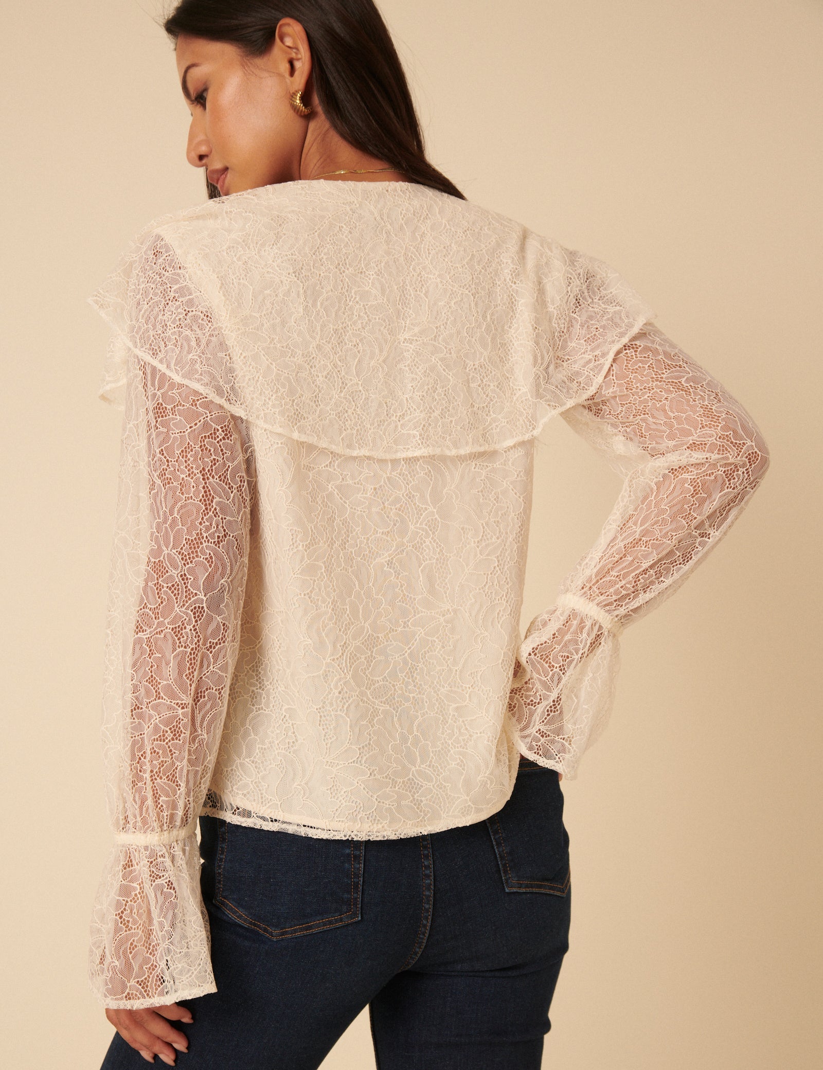 White Lace Frill Blouse