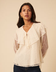 White Lace Frill Blouse