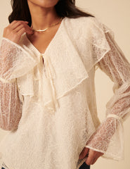 White Lace Frill Blouse