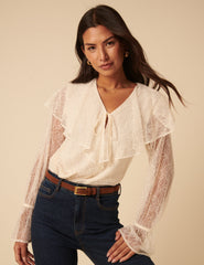 White Lace Frill Blouse