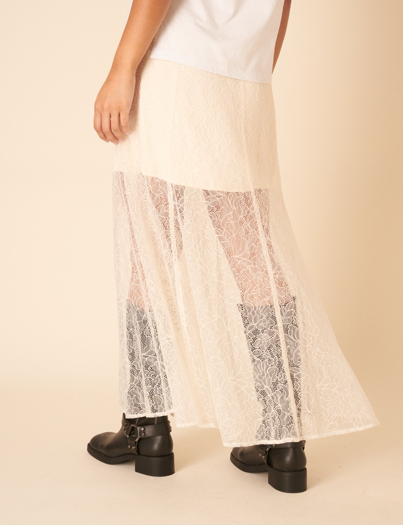 White Lace Midi Skirt