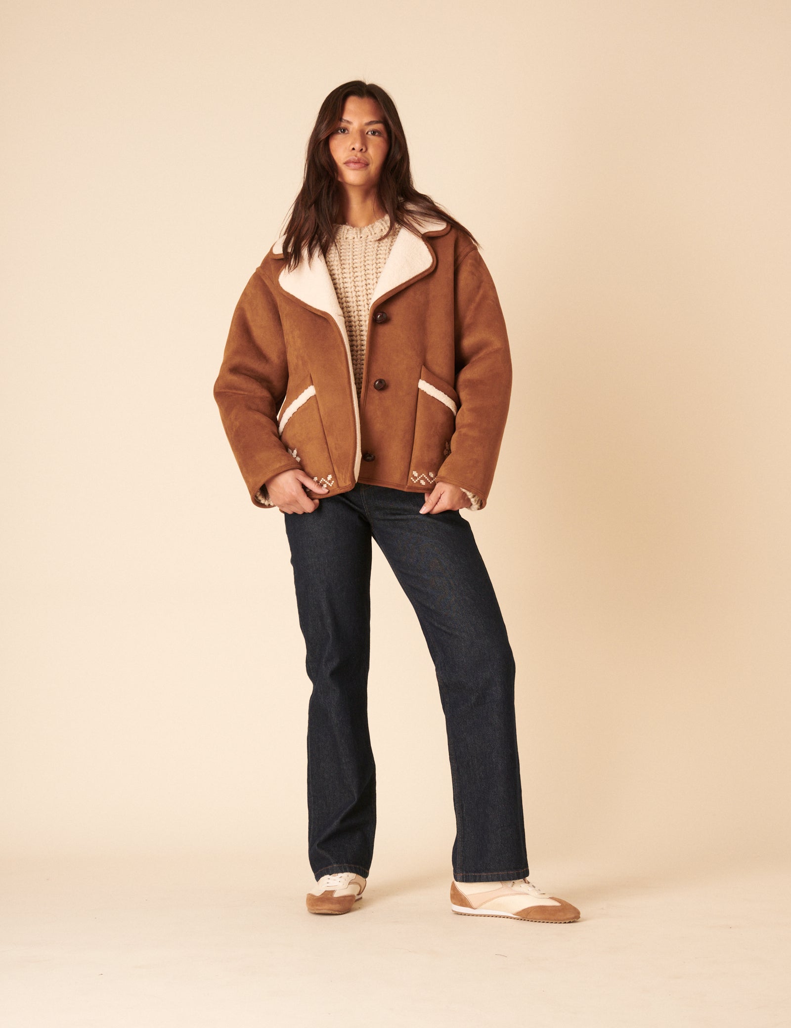 Tan Faux-Shearling Aspen Jacket
