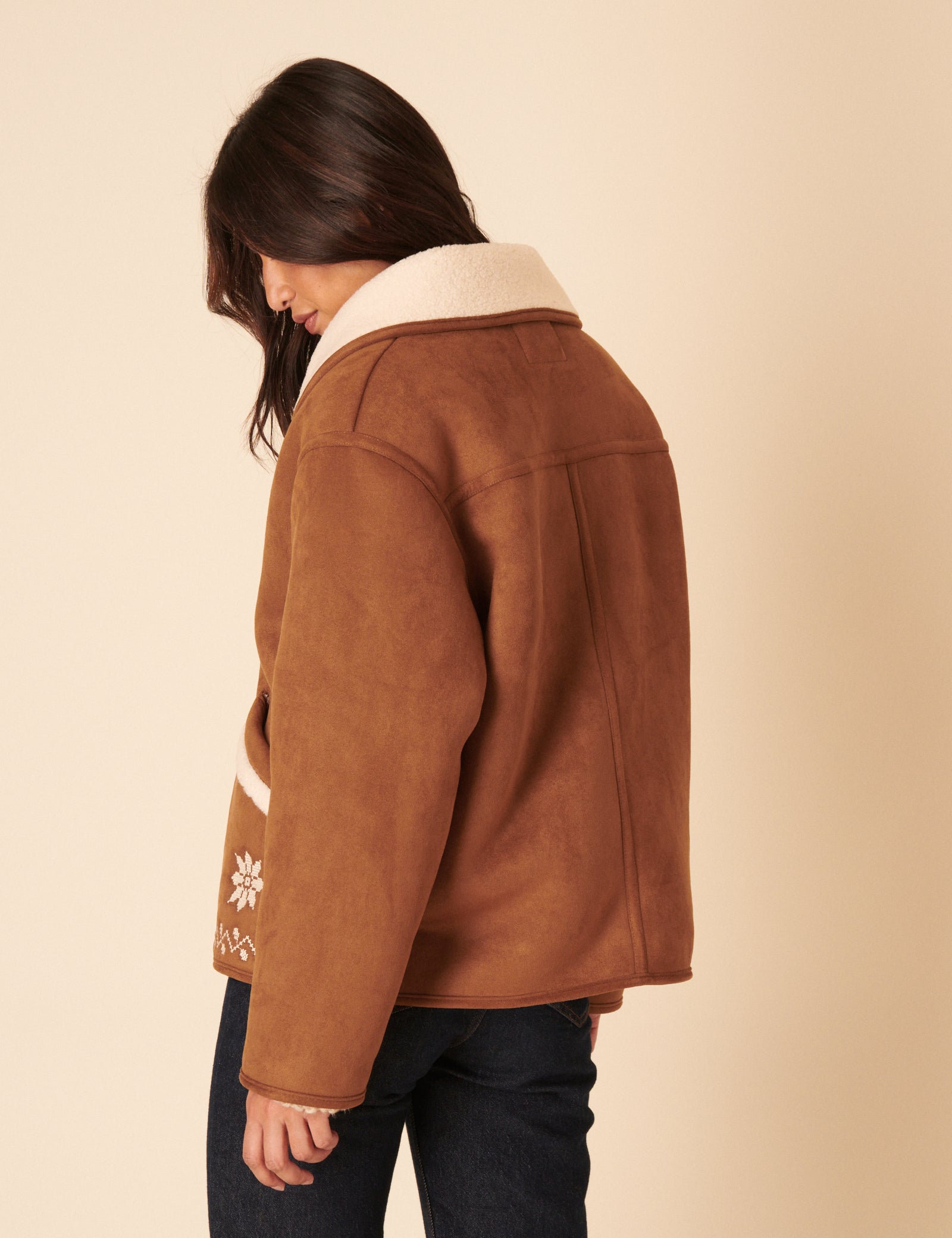 Tan Faux-Shearling Aspen Jacket