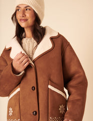 Tan Faux-Shearling Aspen Jacket