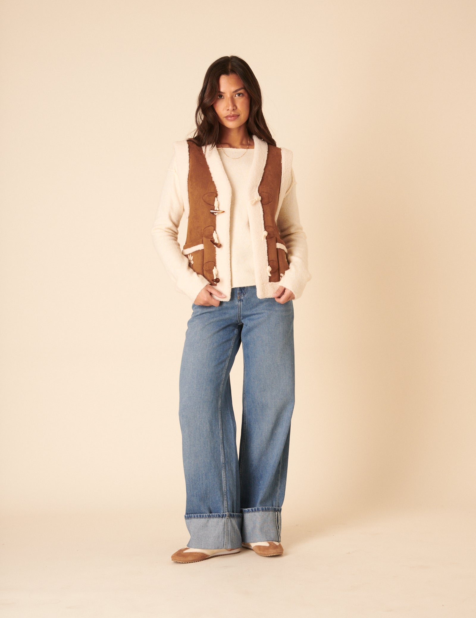 Tan Faux-Shearling Aspen Gillet